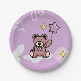 誕生日ガールテディベア ペーパープレート