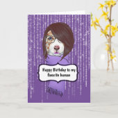 誕生日ガールトレンディードッグクールレディースパープル カード (黄色い花)