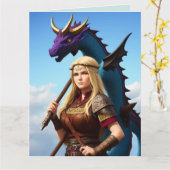 誕生日ガールドラゴンファンタジー誕生日カード カード (黄色い花)