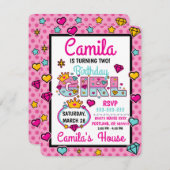 誕生日ガールドール | カスタムデザイン 招待状 (正面/裏面)