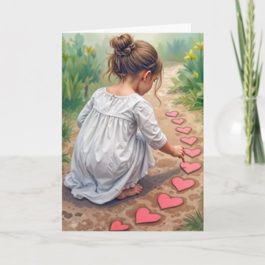誕生日ガールハート経路を作る カード (正面)