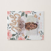 誕生日ガールバラ金ゴールドバルーンレター&フローラ ジグソーパズル (横)