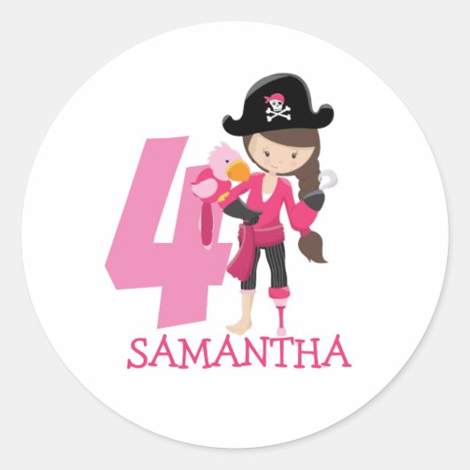 誕生日ガールパイレーツ ラウンドシール (正面)