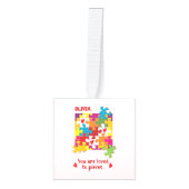 誕生日ガールパズルラブトゥピース キューブオーナメント (正面)