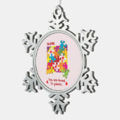 誕生日ガールパズルラブトゥピース スノーフレークピューターオーナメント (右)