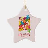 誕生日ガールパズルラブトゥピース セラミックオーナメント (右)