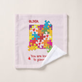 誕生日ガールパズルラブトゥピース バスタオルセット (ウォッシュタオル)