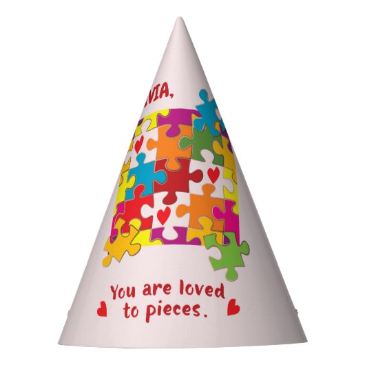 誕生日ガールパズルラブトゥピース パーティーハット (正面)