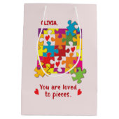 誕生日ガールパズルラブトゥピース ミディアムペーパーバッグ (裏面)