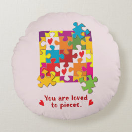 誕生日ガールパズルラブトゥピース ラウンドクッション