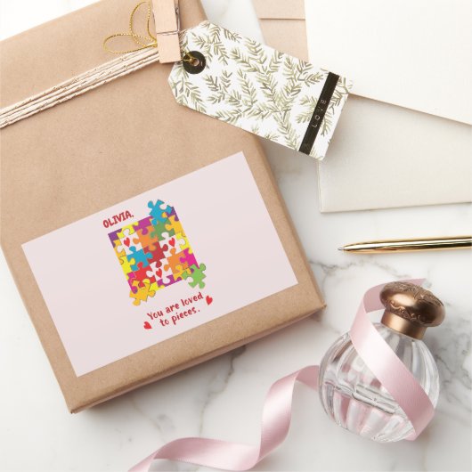 誕生日ガールパズルラブトゥピース 長方形シール (ギフト)