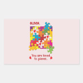 誕生日ガールパズルラブトゥピース 長方形シール (正面)