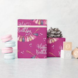 誕生日ガールパターン ラッピングペーパー