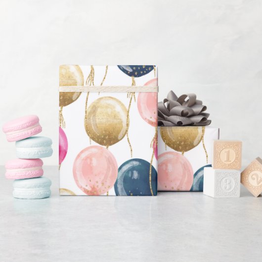 誕生日ガールパターン ラッピングペーパー (ベビーシャワー)