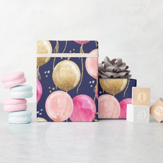 誕生日ガールパターン ラッピングペーパー (ベビーシャワー)