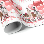 誕生日ガールパックの犬のピンクと赤 ラッピングペーパー (ロールコーナー)