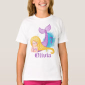 誕生日ガールパーソナライズされたマーメイド Tシャツ (正面)