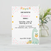 誕生日ガールパーティの招待状ターニング3ディノ 招待状 (スタンド正面)