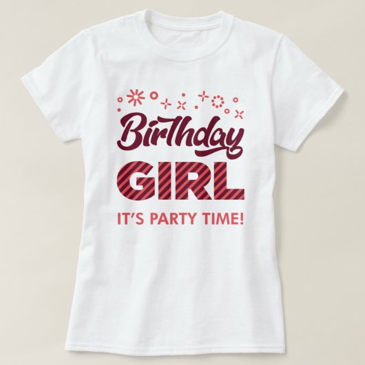 誕生日ガールパーティープリンセスクラウンガールズ Tシャツ (デザイン正面)