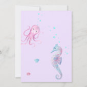 誕生日ガールパープルカラーシーアニマルズテーマ 招待状 (裏面)