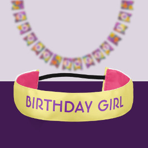 誕生日ガールパープルレタリング アスレチックヘッドバンド