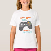 誕生日ガールビデオゲームをテーマにしたパーティー Tシャツ (正面)