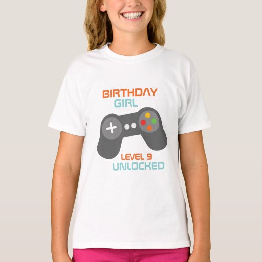 誕生日ガールビデオゲームをテーマにしたパーティー Tシャツ (正面)