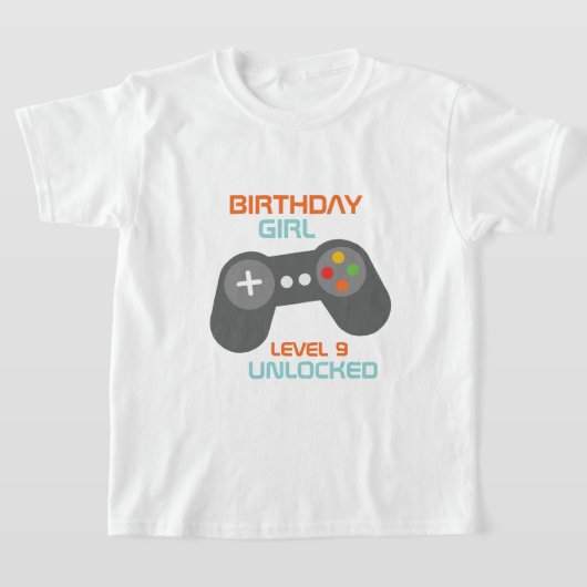 誕生日ガールビデオゲームをテーマにしたパーティー Tシャツ (レイダウン)