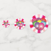 誕生日ガールピンクの渦巻き旋回とバルーン コンフェッティ (正面)