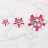 誕生日ガールピンクの渦巻き旋回とバルーン コンフェッティ (裏面)