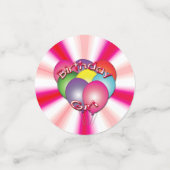 誕生日ガールピンクの渦巻き旋回とバルーン コンフェッティ (スモール正面)