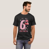 誕生日ガールピンクコケットボウ6歳エステート Tシャツ (正面フル)