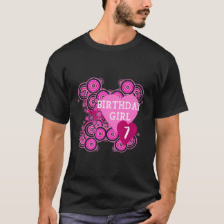 誕生日ガールピンクハート7誕生日 Tシャツ