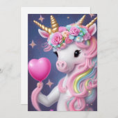 誕生日ガールピンクベビーユニコーン シーズンカード (正面/裏面)