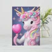 誕生日ガールピンクベビーユニコーン シーズンカード (スタンド正面)