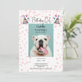 誕生日ガールピンクペットフォトバースデーパーティー 招待状 (スタンド正面)