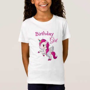 誕生日ガールピンクユニコーンガールズシャツ Tシャツ