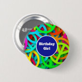 誕生日ガールピースサインGroovy60年代ビベ 缶バッジ (正面&裏面)