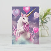 誕生日ガールファンタジーユニコーンとピンクバルーン シーズンカード (スタンド正面)