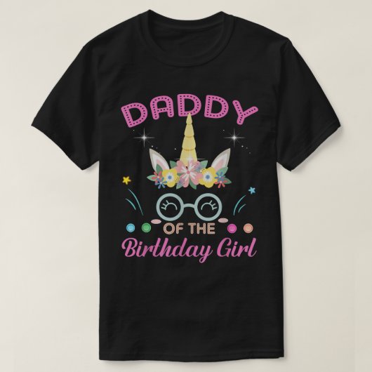誕生日ガールフラワーユニコーンマザーズ Tシャツ (デザイン正面)