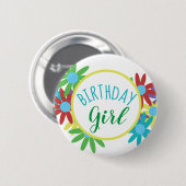 誕生日ガールフローラカラフルピンボタン 缶バッジ (正面&裏面)