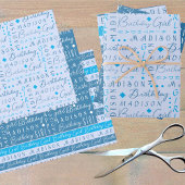 誕生日ガールブルーかわいい名前を追加パーソナライズされた ラッピングペーパーシート