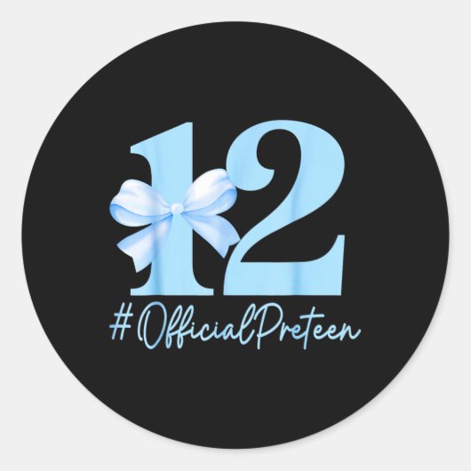 誕生日ガールブルーコケットボウ12歳オールドオフィシ ラウンドシール (正面)