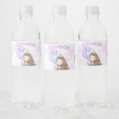 誕生日ガールプリンセスラベンダーターコイズ金ゴールド ペットボトルラベル (ボトル)