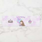 誕生日ガールプリンセスラベンダーターコイズ金ゴールド ペットボトルラベル (シングルラベル)