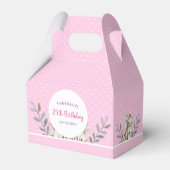 誕生日ガールホワイトスノードロップピンク水玉模様 フェイバーボックス (正面サイド)