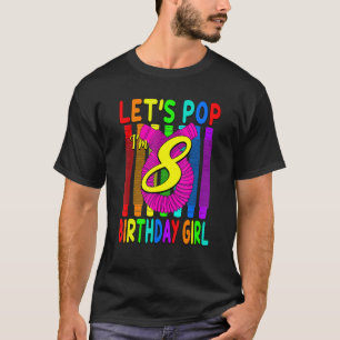 誕生日ガールポップ・アートのチューブテーマ8歳誕生日 Tシャツ