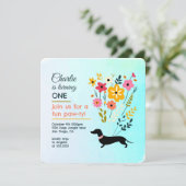 誕生日ガールポーティかわいい子犬招待状 招待状 (スタンド正面)