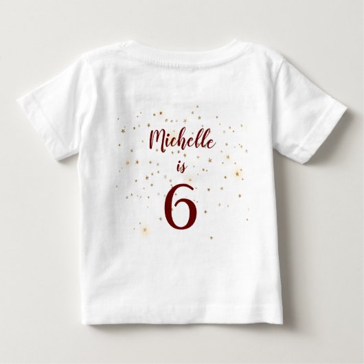 誕生日ガールマジカルユニコーンモノグラムフローラ ベビーTシャツ (裏面)