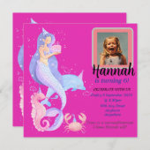 誕生日ガールマーメイドテーマ招待状 招待状 (正面/裏面)